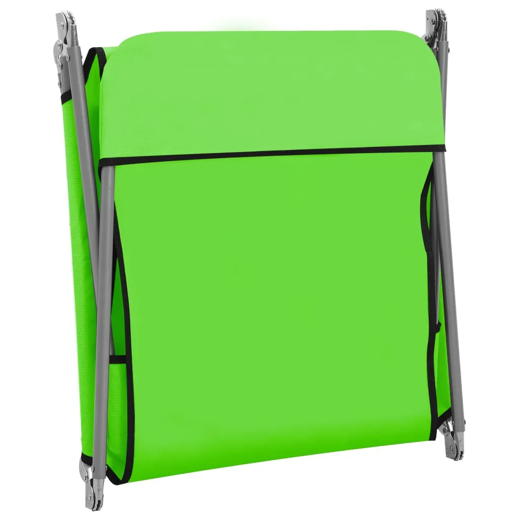 vidaXL Folding Sun Loungers 2 pcs Steel and Fabric Green