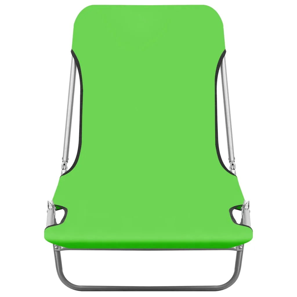 vidaXL Folding Sun Loungers 2 pcs Steel and Fabric Green