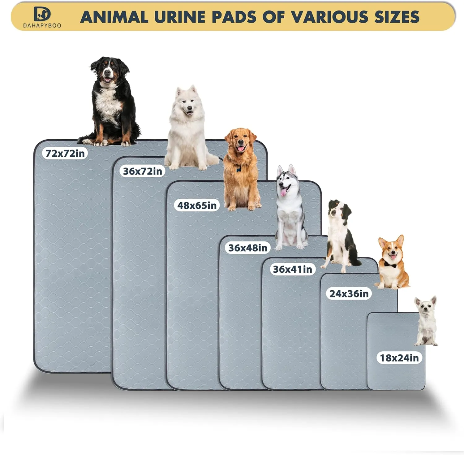 Washable Pee Pads for Dogs,4 Pack Reusable Puppy Pads for Dogs,36x41 Non-Slip Waterproof Pet Training Pads for Crate, Playpen, Bed, Sofa,Whelping Box, Potty Training