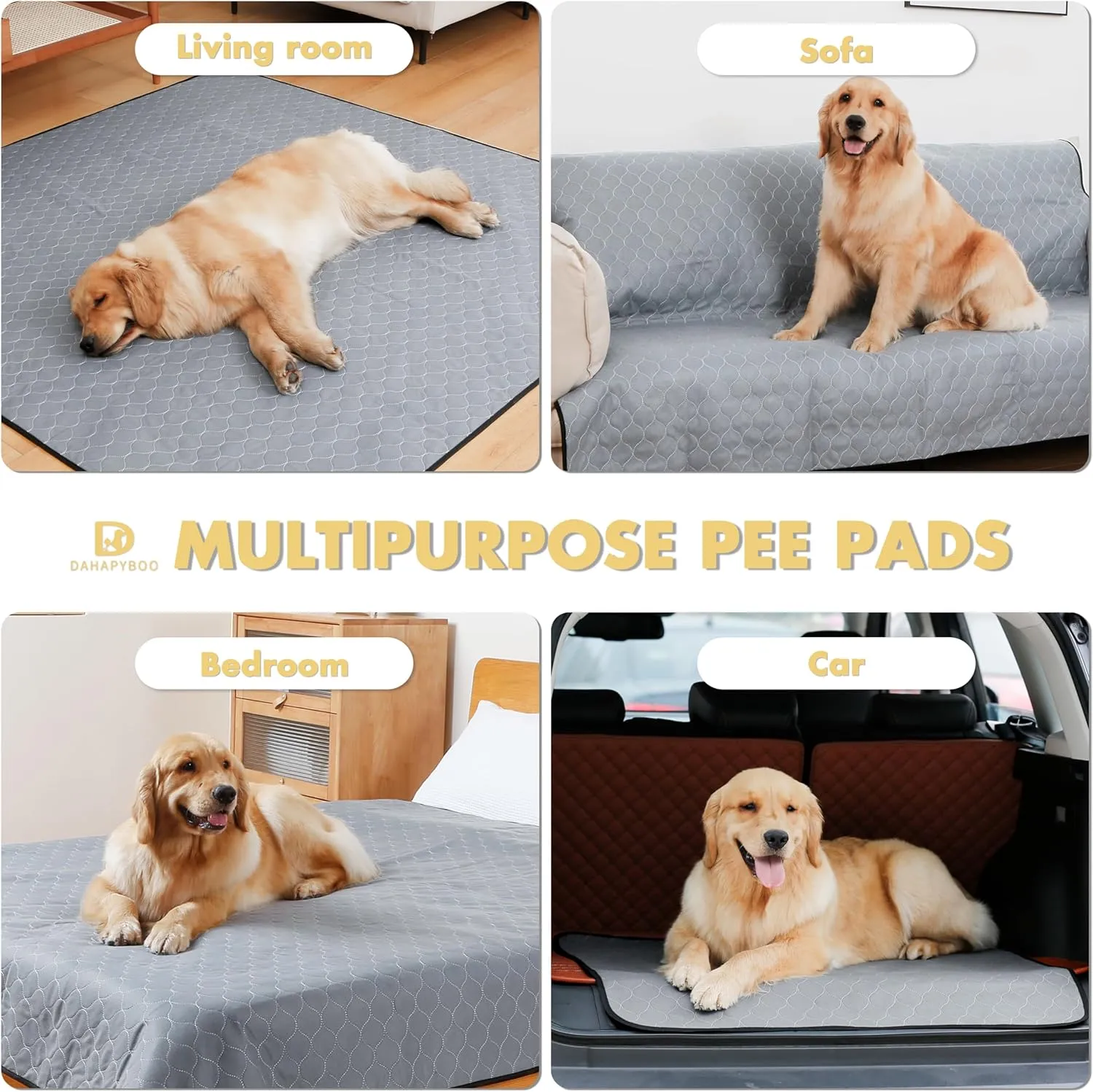 Washable Pee Pads for Dogs,4 Pack Reusable Puppy Pads for Dogs,36x41 Non-Slip Waterproof Pet Training Pads for Crate, Playpen, Bed, Sofa,Whelping Box, Potty Training