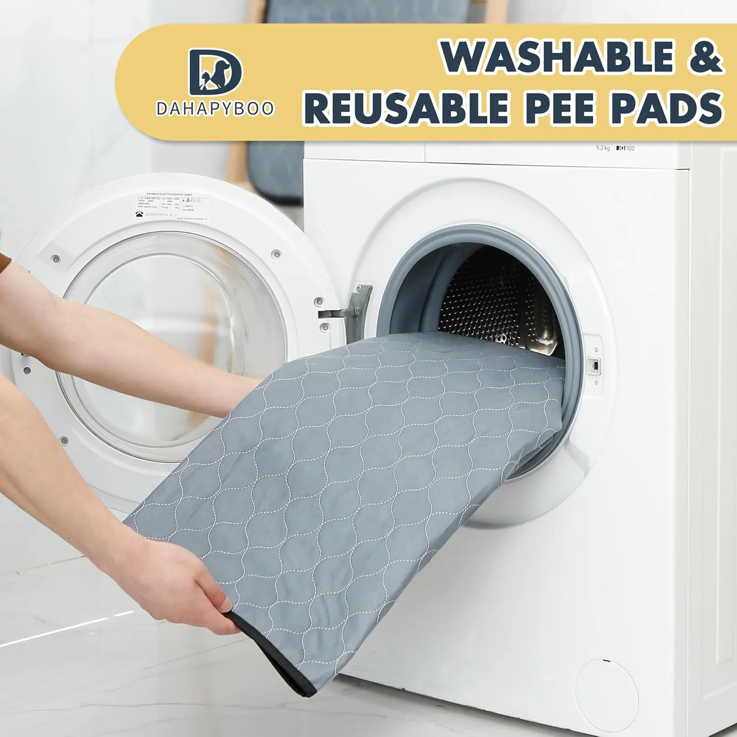 Washable Pee Pads for Dogs,4 Pack Reusable Puppy Pads for Dogs,36x41 Non-Slip Waterproof Pet Training Pads for Crate, Playpen, Bed, Sofa,Whelping Box, Potty Training