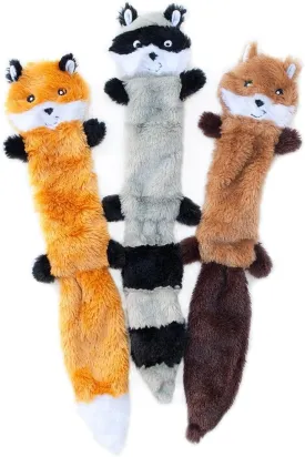 ZippyPaws Loopy - No Stuffing Dog Toys to Keep Them Busy, For Small, Medium, & Large Dogs, Squeaky Pet Toy for Boredom, Unstuffed Chew Toy, Soft Plush Variety Pack, Fox, Raccoon, and Squirrel - 18"