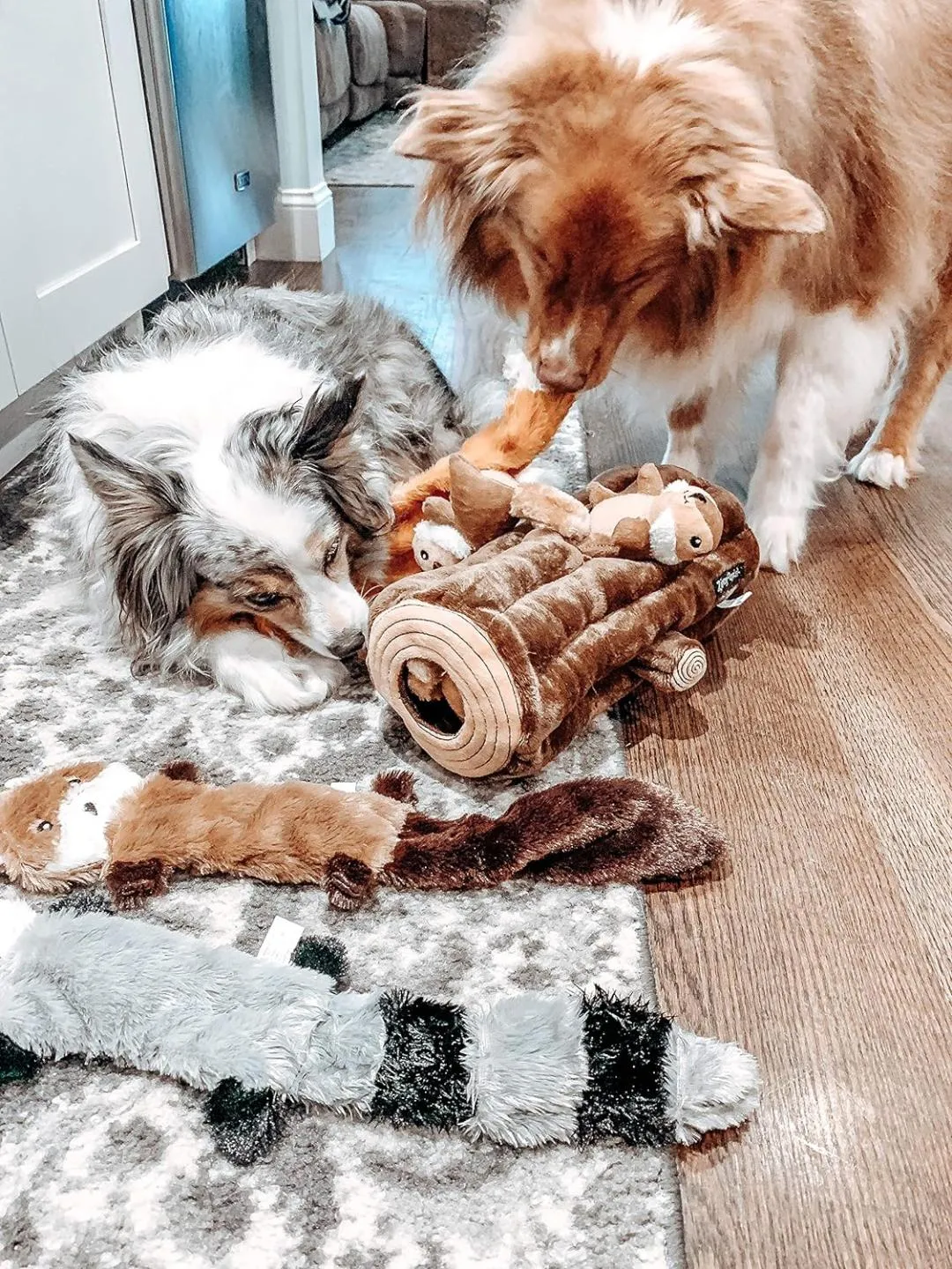 ZippyPaws Skinny Peltz - Fox, Raccoon, & Squirrel - No Stuffing Squeaky Dog Toys, Unstuffed Chew Toy for Small & Medium Breeds, Bulk Multi Pack of 3 Soft Plush Toys, Flat No Stuffing Puppy Dog Toys - 18"