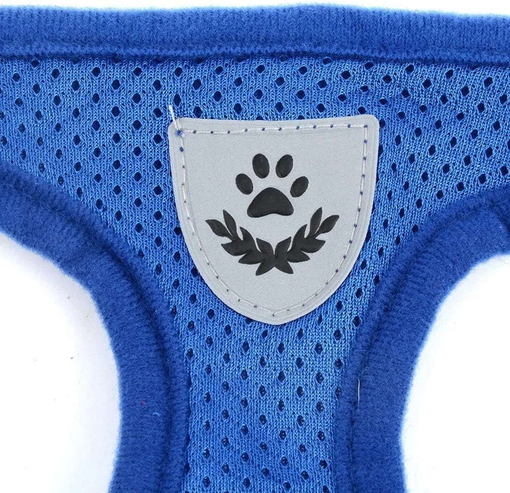 Zunea No Pull Dog Harness for Tiny Small Dog Cat, Kitten Lead Escape Proof for Daily Walking Reflective Breathable Soft Mesh Padded Step-in Vest Harnesses Leash Set Blue XS
